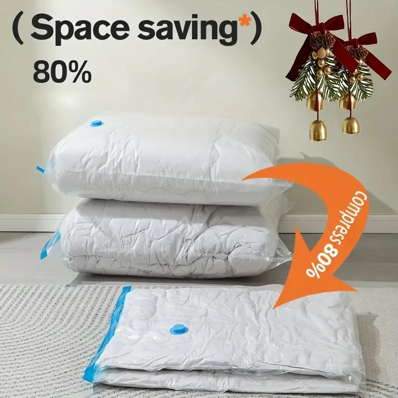 مجموعة أكياس ضغط مفرغة مكونة من 4/6/9 قطع مع مضخة يدوية، معبأة بشكل فردي. مجموعة ذات سعة كبيرة ومتعددة الحجم للسفر، Space-sa