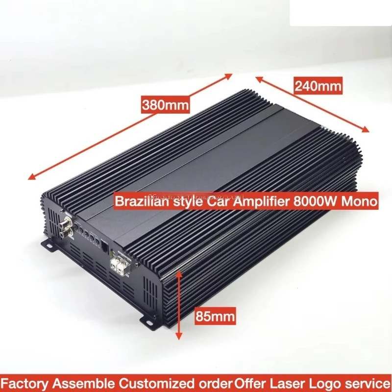 RMS 8000W Brazilian 1 Ohm Stable Car Subwoofer Amplifier Full Range Midrange Bass Monoblock Car SPL Amplifier Class D