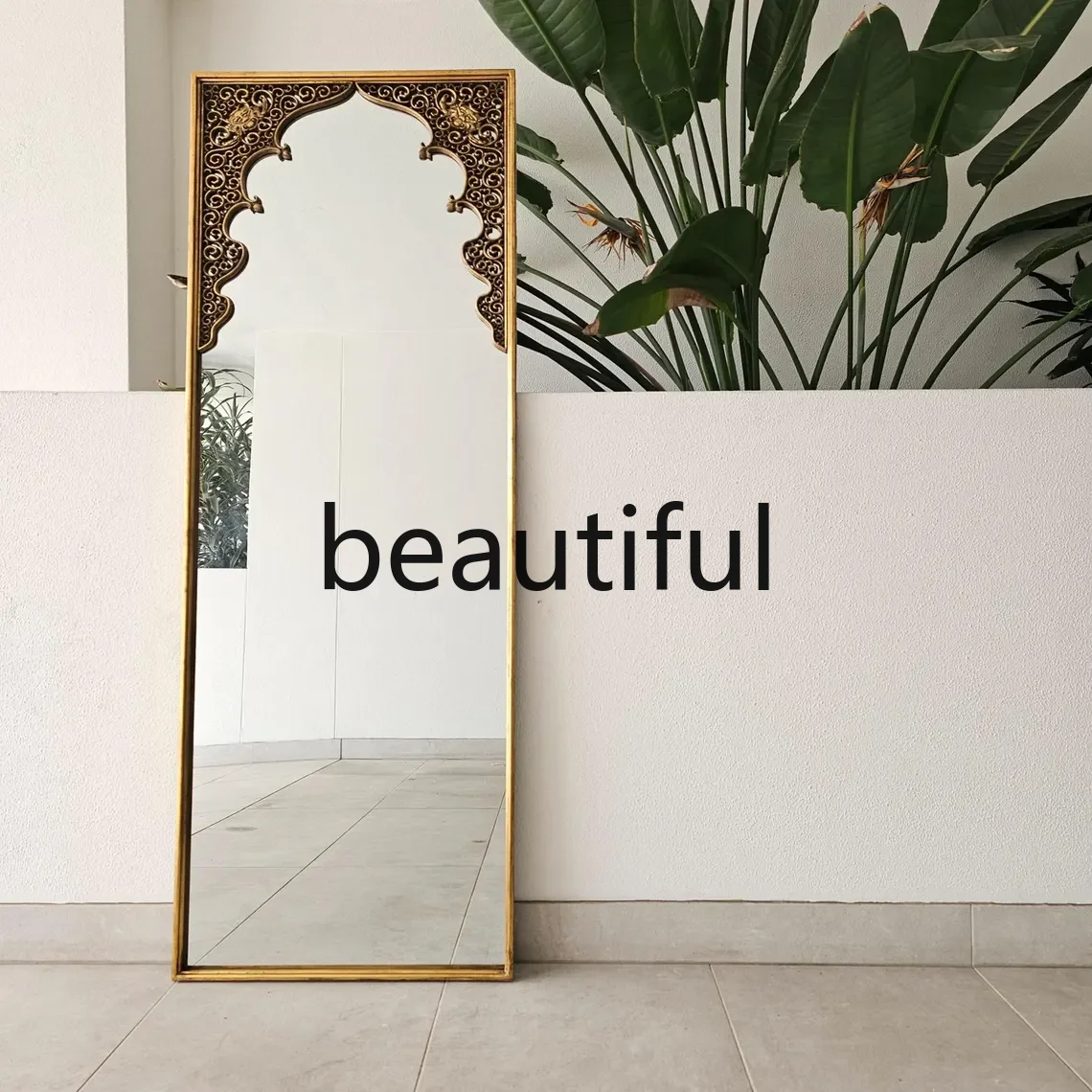 

French retro full-length mirror European carved living room floor-to-ceiling dressing mirror bedroom fitting mirror