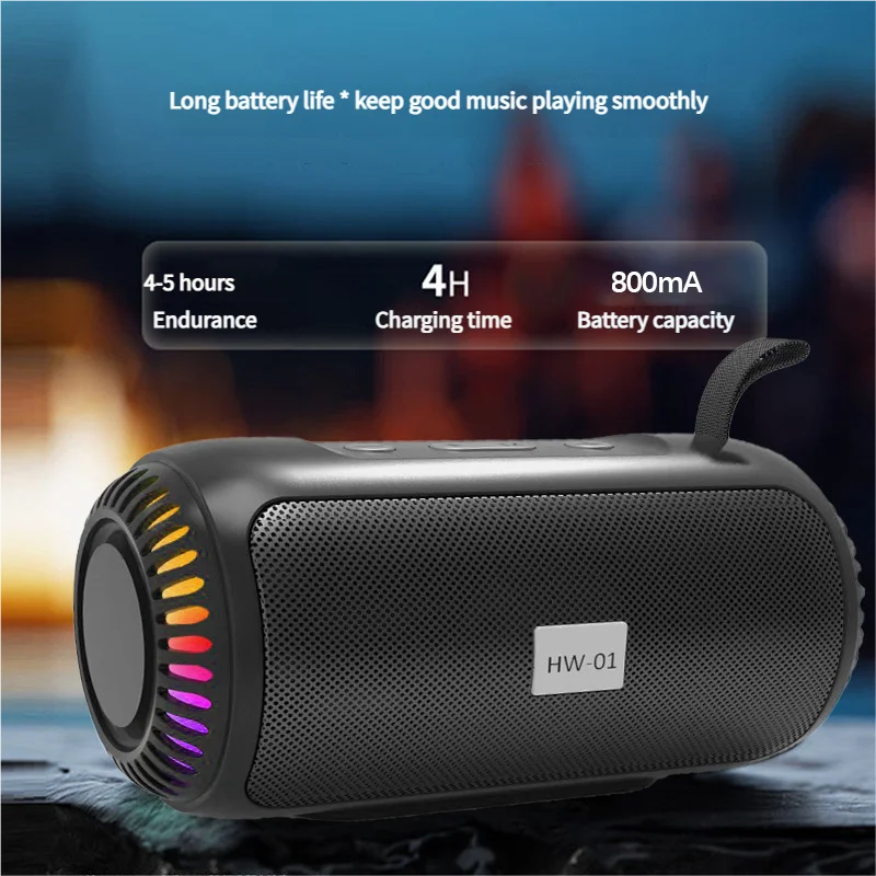 RGB Lighting Speaker Portable Bluetooth Speaker HW-01BT5.0 Sound Box 5 Hours High Quality speaker