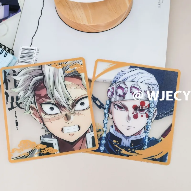 Demon slayer pvc cartão transparente tanjirou anime figuras de ação dos desenhos animados cartão postal desktop decorativo marcador bonito bens brinquedo presente