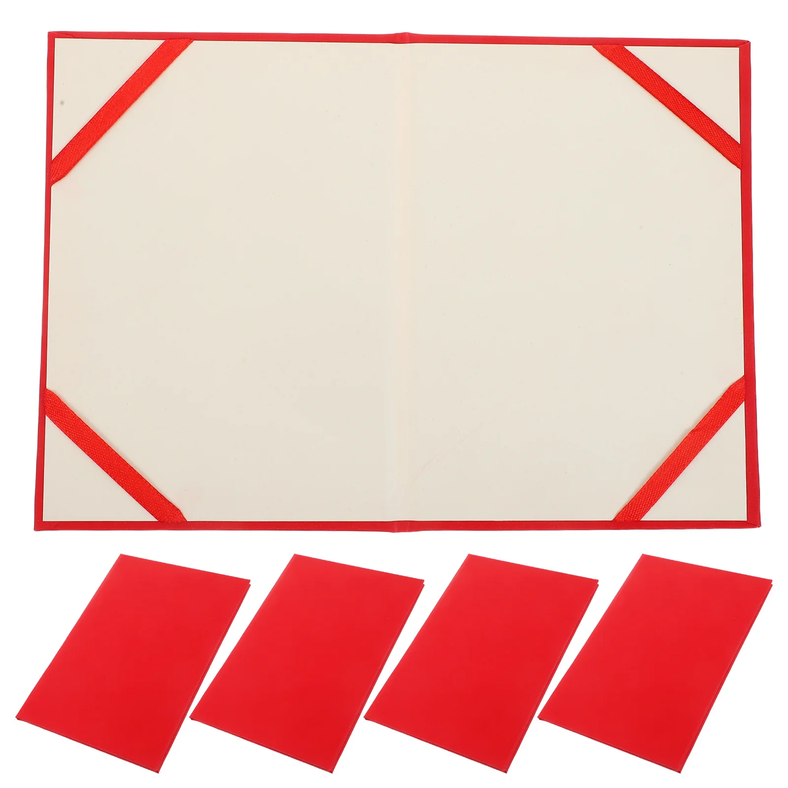 

5pcs Blank Diploma Covers Red A5 Solid Color Certificate Holders For Graduation College Award Ceremony Document Folder Paper