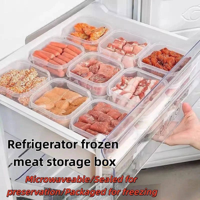 Clear Plastic Food Preservation Box Set 10 Pack, Reusable Kitchen Storage Containers for Meat Seafood Veggies Portion Control
