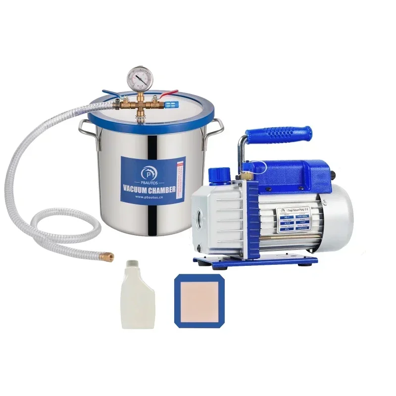 4CFM Vacuum Pump and 3Gallon 12L Stainless Steel Degassing Vacuum Chamber Vacuum Pump Kit