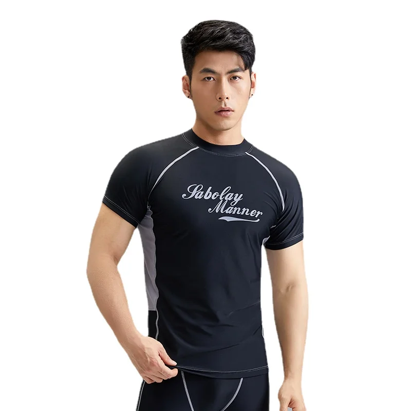 Sabolay rashguard แขนสั้น Surf ไลคร่าแห้งเร็วชุดสูทชายหาดปกป้องแมงกะพรุนแสงแดดป้องกันรังสียูวี