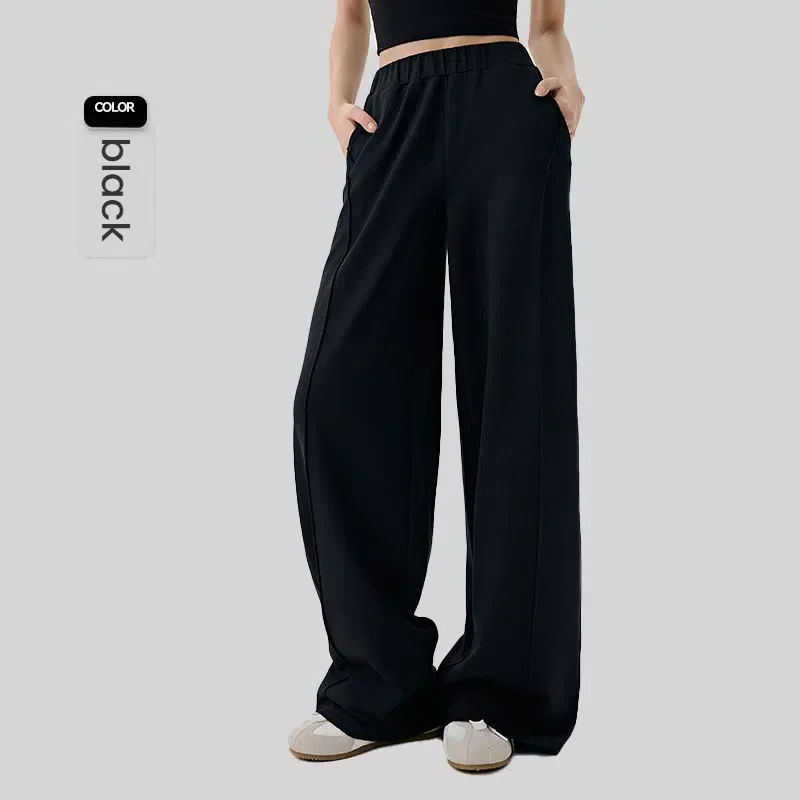 Women's Warm Straight Pants Winter Plus-fleece Wide Leg Trousers loose Casual Sports Pants Woman clothes street style
