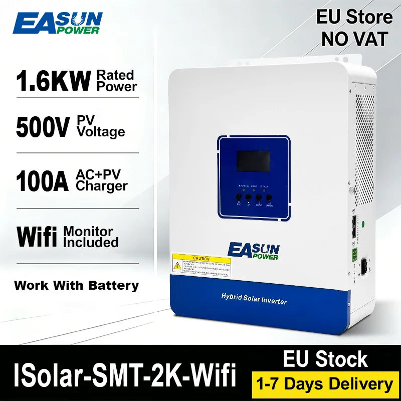 EASUN 2000W 12VDC Off-Grid Solar Inverter 220V Hybride MPPT Zuivere Sinusgolf 100A PV 30V Solar Charge Controller LiFePO4 met Wifi - afbeelding 1