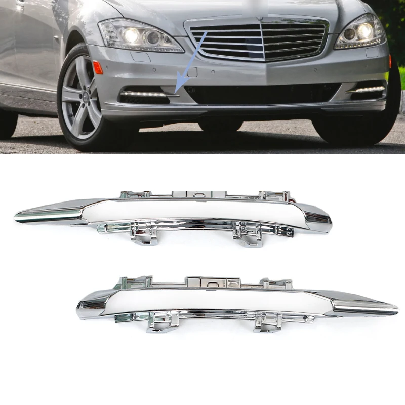 Car Front Bumper Chrome Trim  For Mercedes-Benz W221 S350 S400 S450 S550 S600 2005-2013 Daytime Running Lamp Fog Light Molding