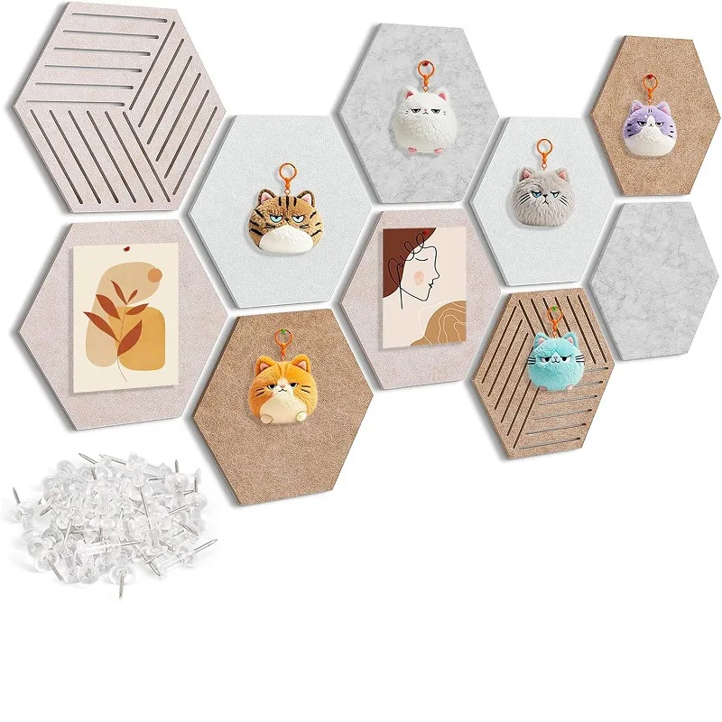 Polyester Acoustic Wall Tiles Hexagon Sound Absorbing Board Decorative Insulation Shield For Office Studio Interior