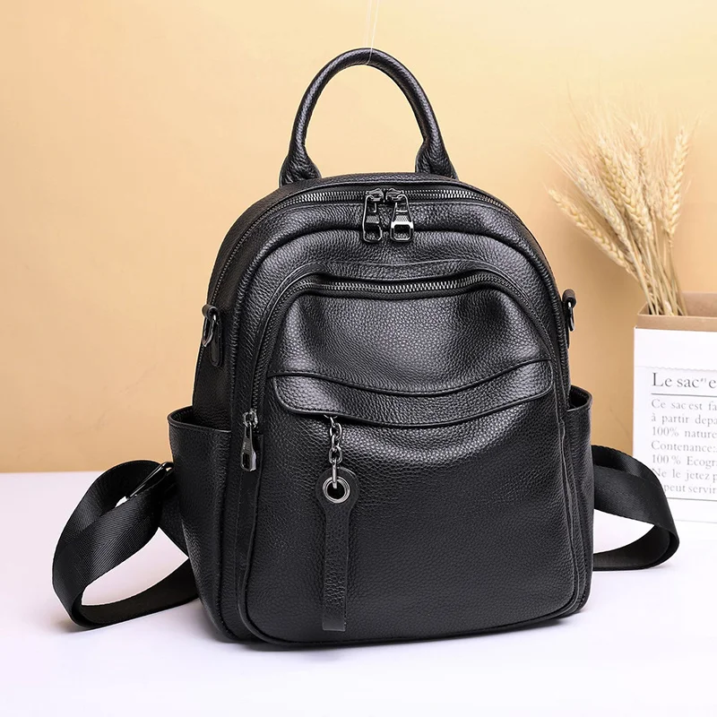 

Luxury Design Genuine Leather Women's Backpack 2024 Fashion Trend Bag Large Capacity Female Travel For Girls