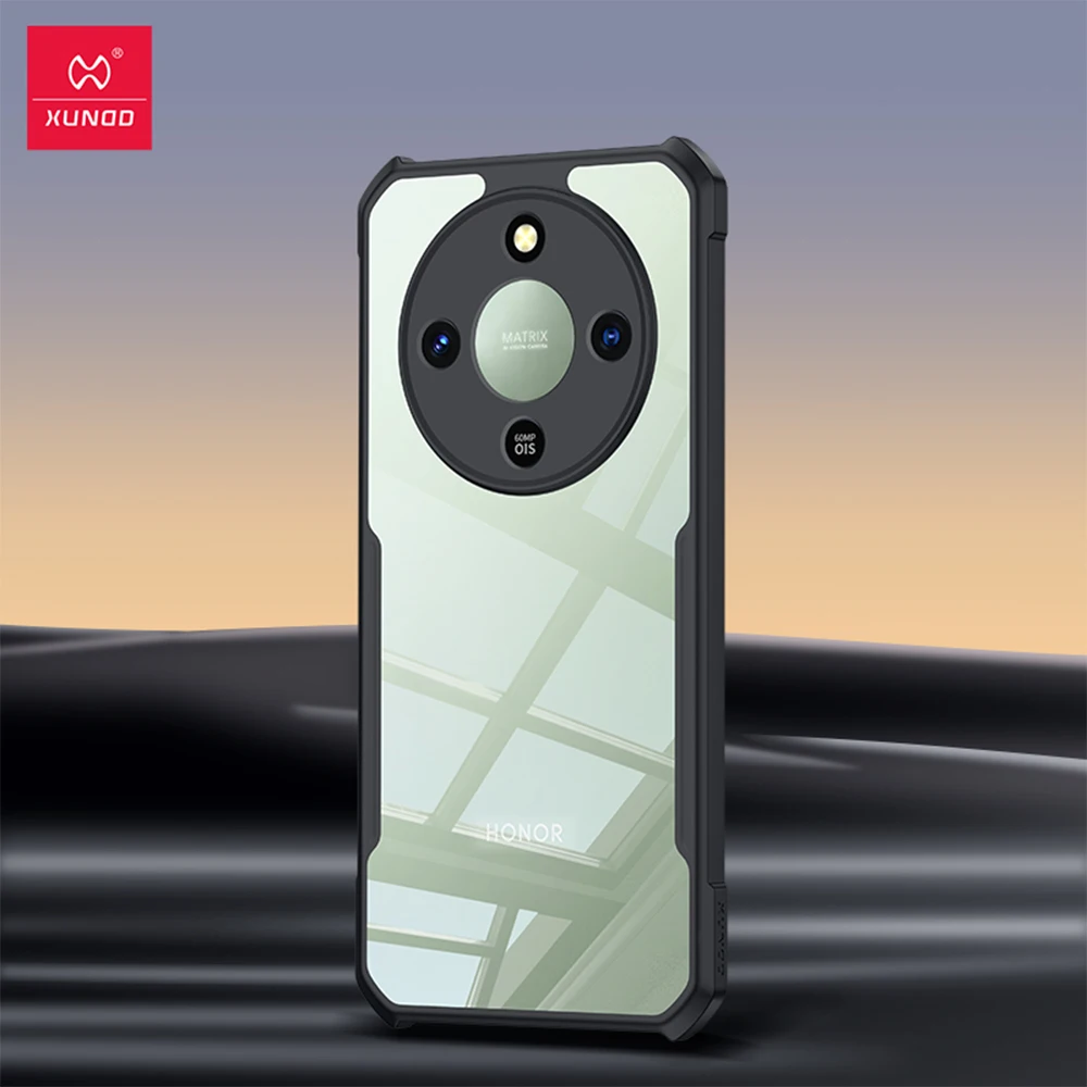 Xundd For Honor X70 X9D 5G Case,Airbag Anti-drop Shell Camera Protection Acrylic&TPU Back Stripes Transparent Cover Funda