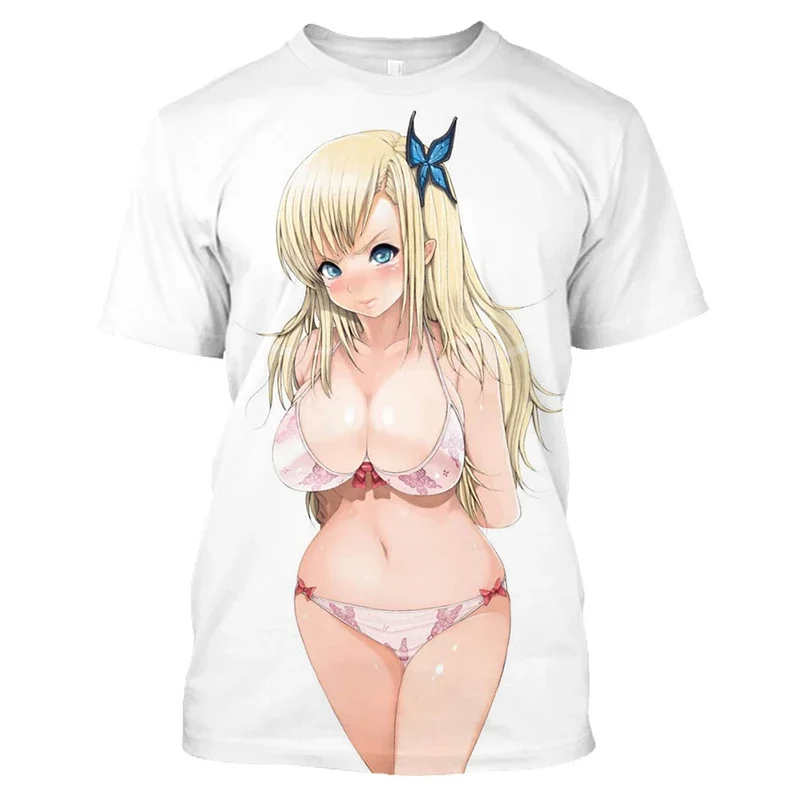 Summer Men\'s Casual Beach T-shirt 3D Printed Sexy Anime T-shirt Hentai Nude Girls T-shirt Harajuku Fashion Men Short Sleeves