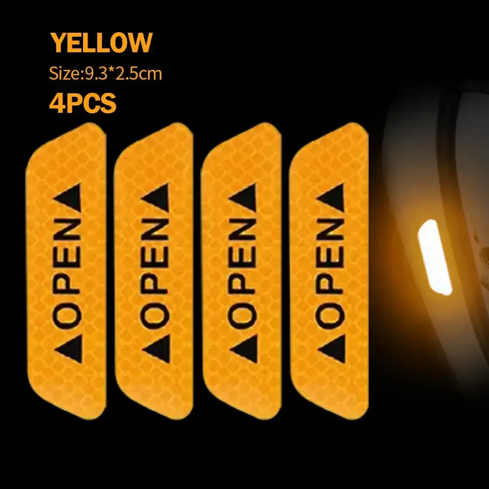4 STUKS Reflecterende Autodeur Sticker Veiligheid Opening Waarschuwing Reflector Tape Decal Auto Accessoires Exterieur Interieur Reflector Sticker