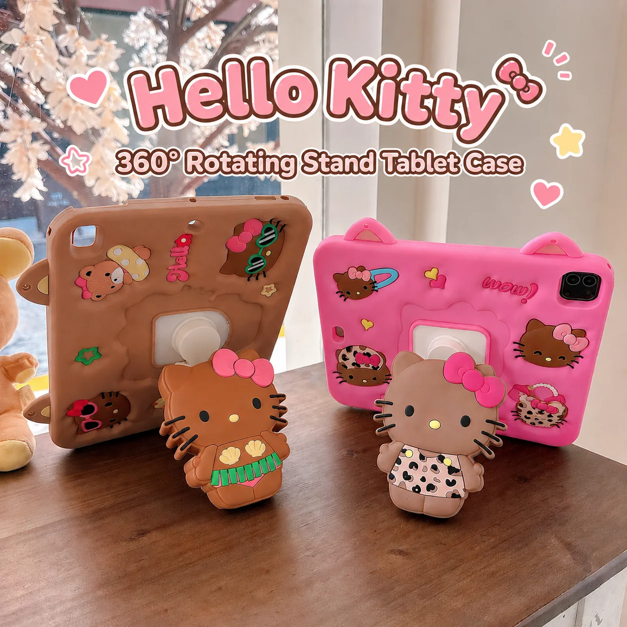 Hello Kitty 360° Rotable Holder Case For iPad 9.7in Pro Air 11in 10.5in Case For 10th Gen 10.9in Mini6 7 8.3in iPad 10.2in Funda