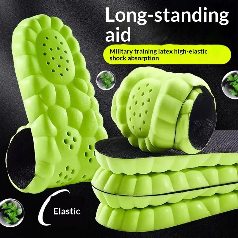 1Pair PU Sole Breathable Shock Absorption Cushion 4D Cloud Technology Sports Insoles For Shoes Running Orthopedic Care Insoles