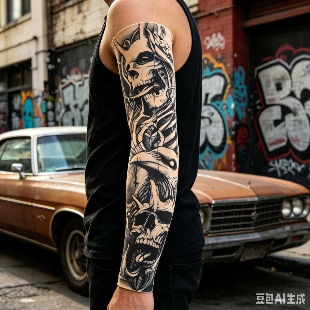 

2Pcs Tattoo Arm Sleeves, Breathable Seamless Sun Protection Cooling Arm Cover for Summer