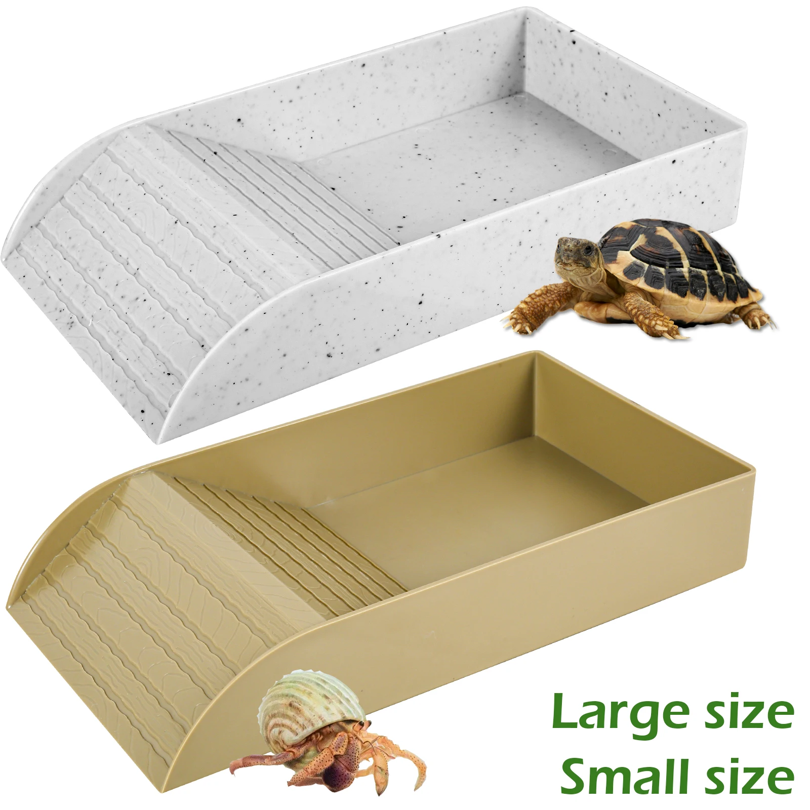 Plataforma de rampa antideslizante de tortuga, plato de comida para reptiles, cuencos de agua para comida, hábitat de piscina, bañera reutilizable, decoración de tanque de acuario