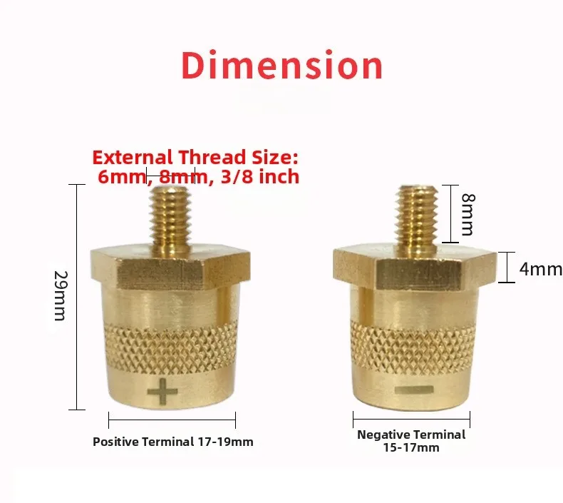 Pair Battery Pole Adapter Brass Battery Terminal Connector  With Screws And Washers Suitable For Car Motorcycle Ship RV Truck
