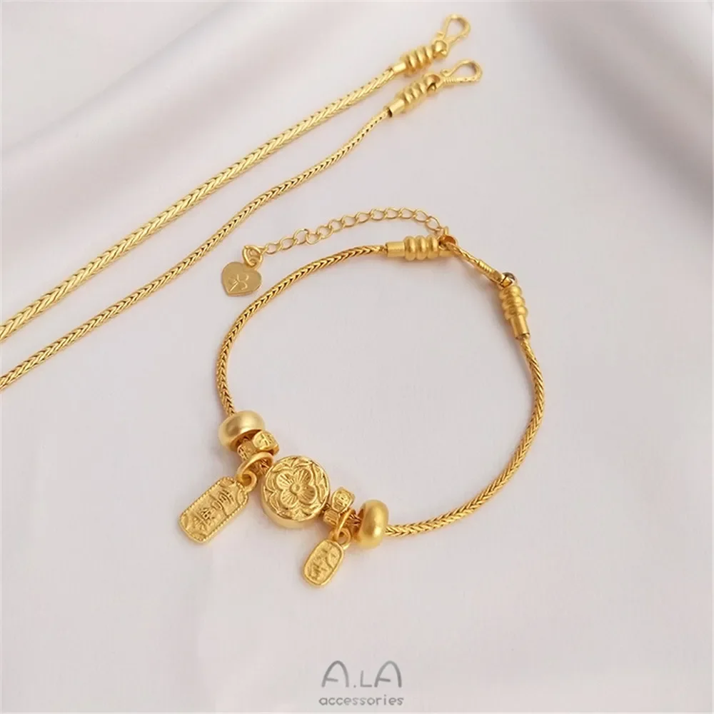 Strong color Vietnam Gold all-purpose bracelet with extension chain adjustable DIY Chain transport large pearl pendant hand stri