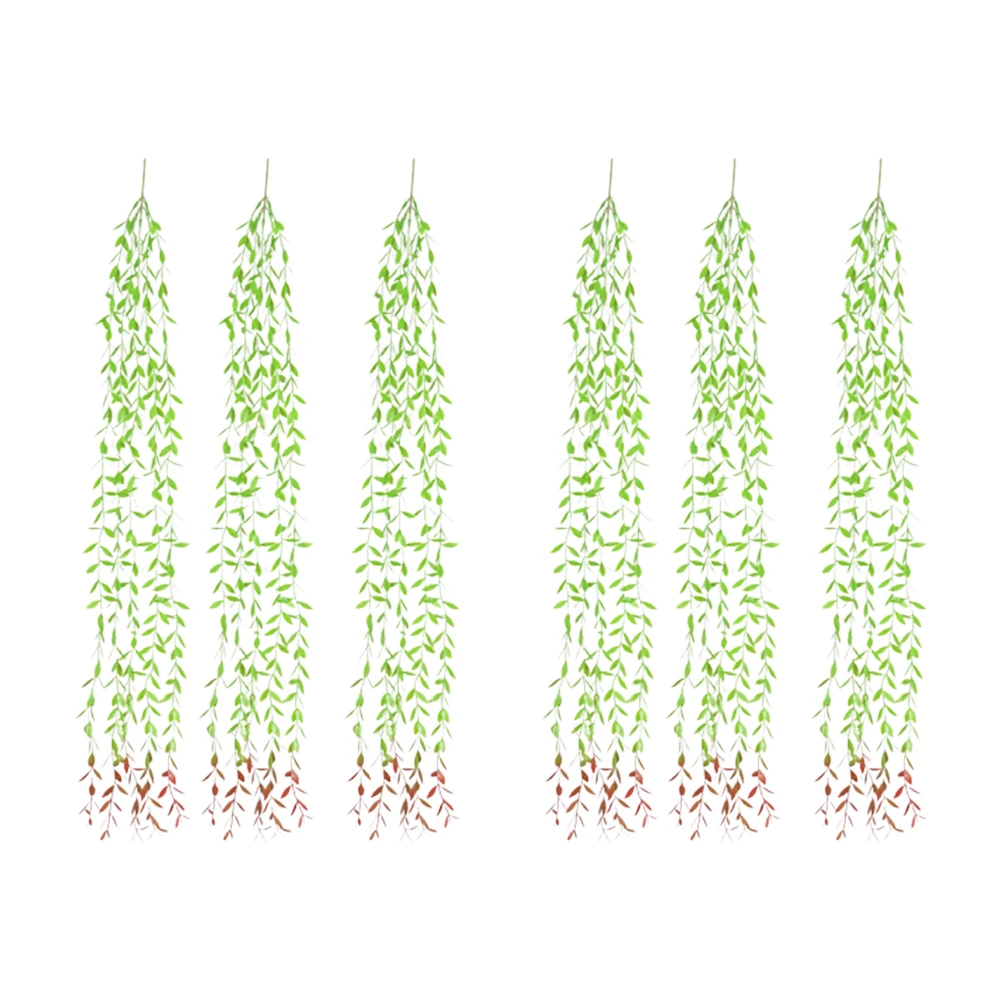 

6 Pcs Simulated Wicker Decoration Welcome Hanging Artificial Faux Plants Willow Leaves Wedding Simulation Ornaments