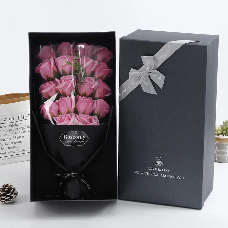 Valentine\'s Day Creative Gift Rose Soap Bouquet Gift Box for Boyfriend and Girlfriend Wife and Best Friend Surprise Ceremony