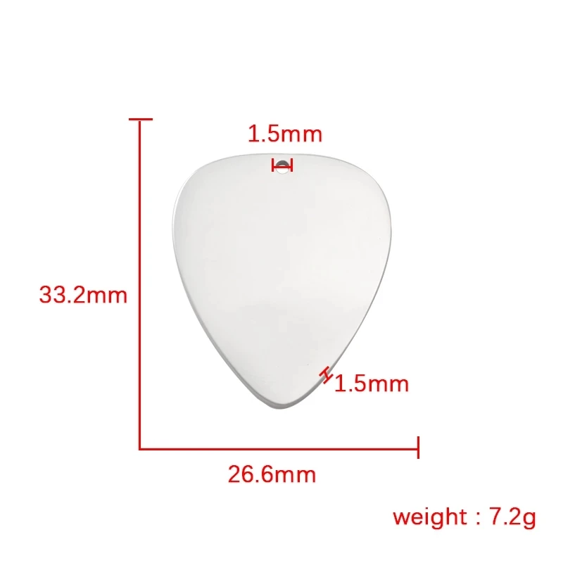 20pcs Guitar Pick Charms Mirror Polish Stainless Steel Peach heart Blank For Engrave Pendant 1 Hole No Hole Pendants DIY Jewelry