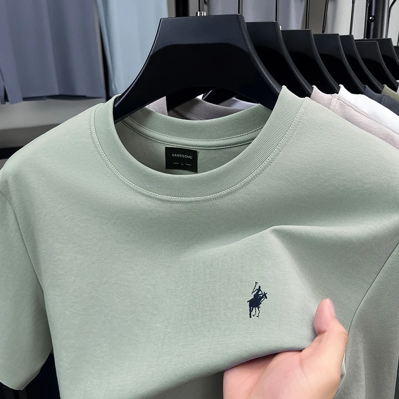 

High end brand men's T-shirt summer designer new pony embroidery casual skin friendly breathable round neck short sleeve top