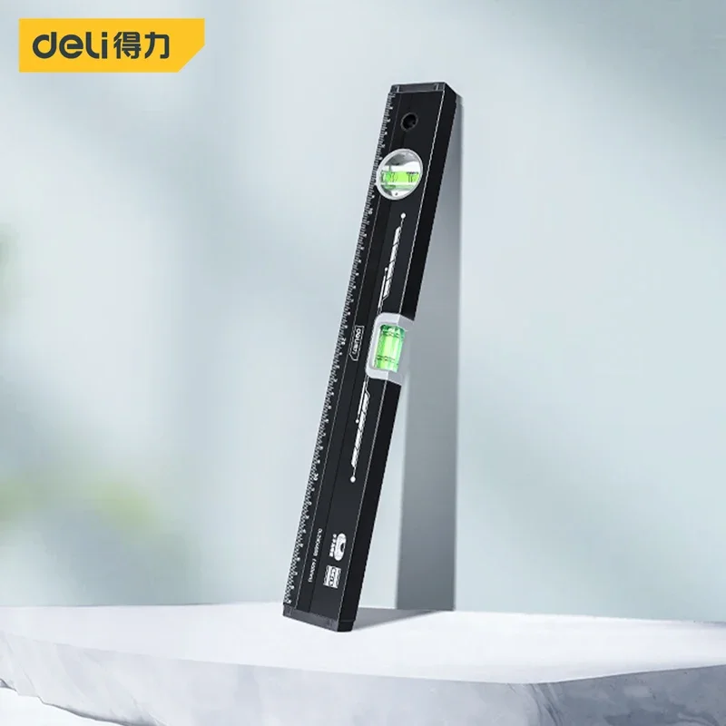 Deli 1 Pcs 30/40/50/60CM Black Spirit Level Ruler Measurement High Precision Lever Bubbles Non-magnetic Design Horizontal Rulers