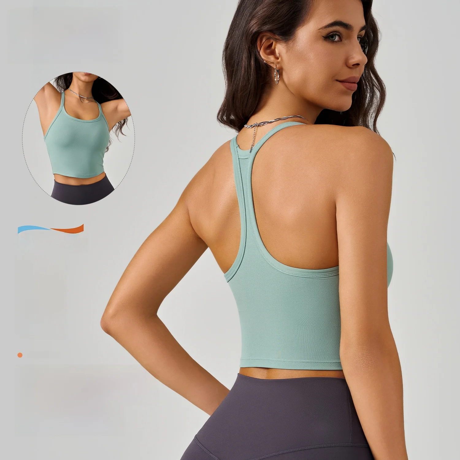 

Женский спортивный бюстгальтер с тонкими бретелями, цельный нагрудник I-образной формы, красивая спина, жилет для фитнеса