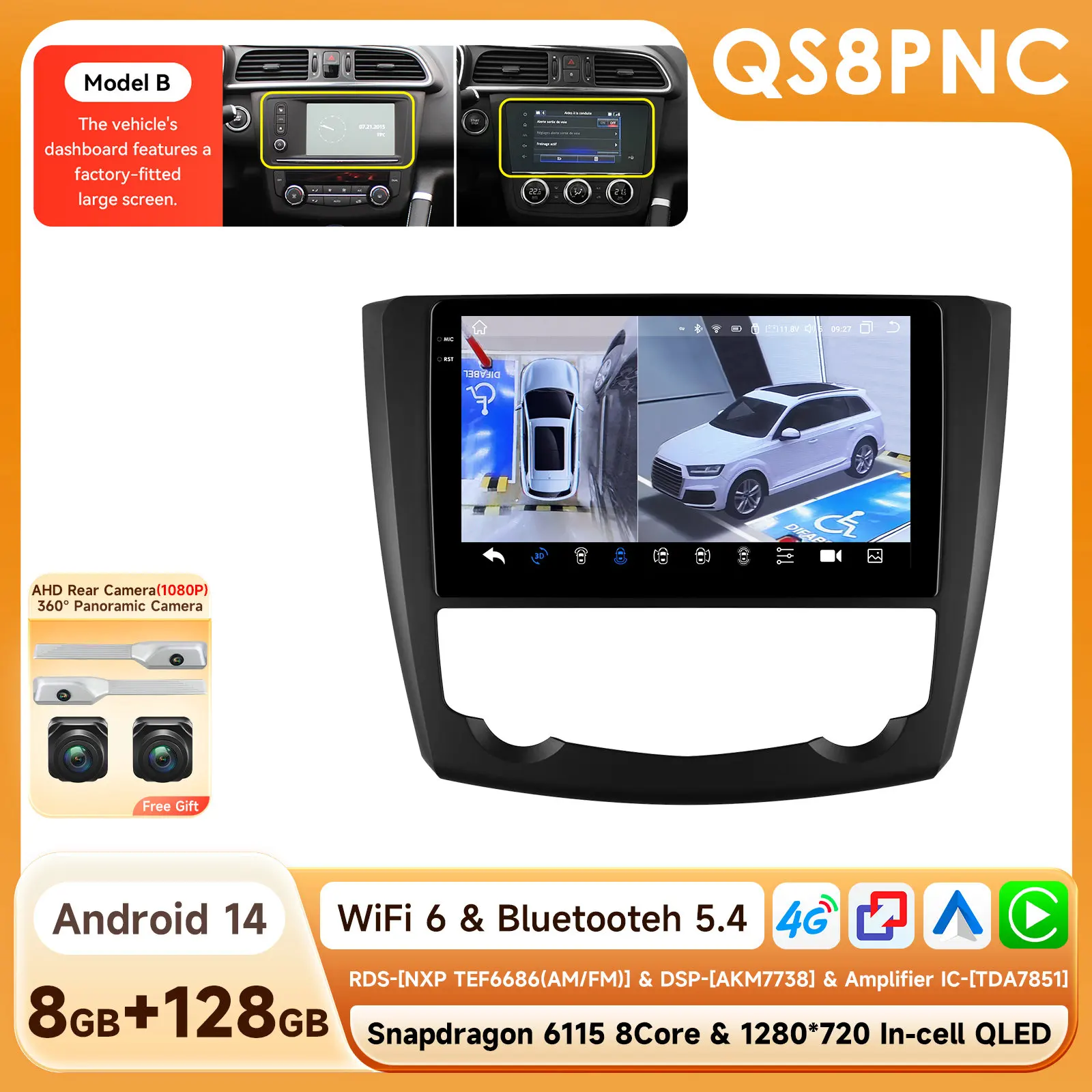 Android Auto Multimedia Speler voor Renault Kadjar 2015-2019 GPS Draadloze Carplay Intelligente Autoradio 360Cam 6115 Touchscreen