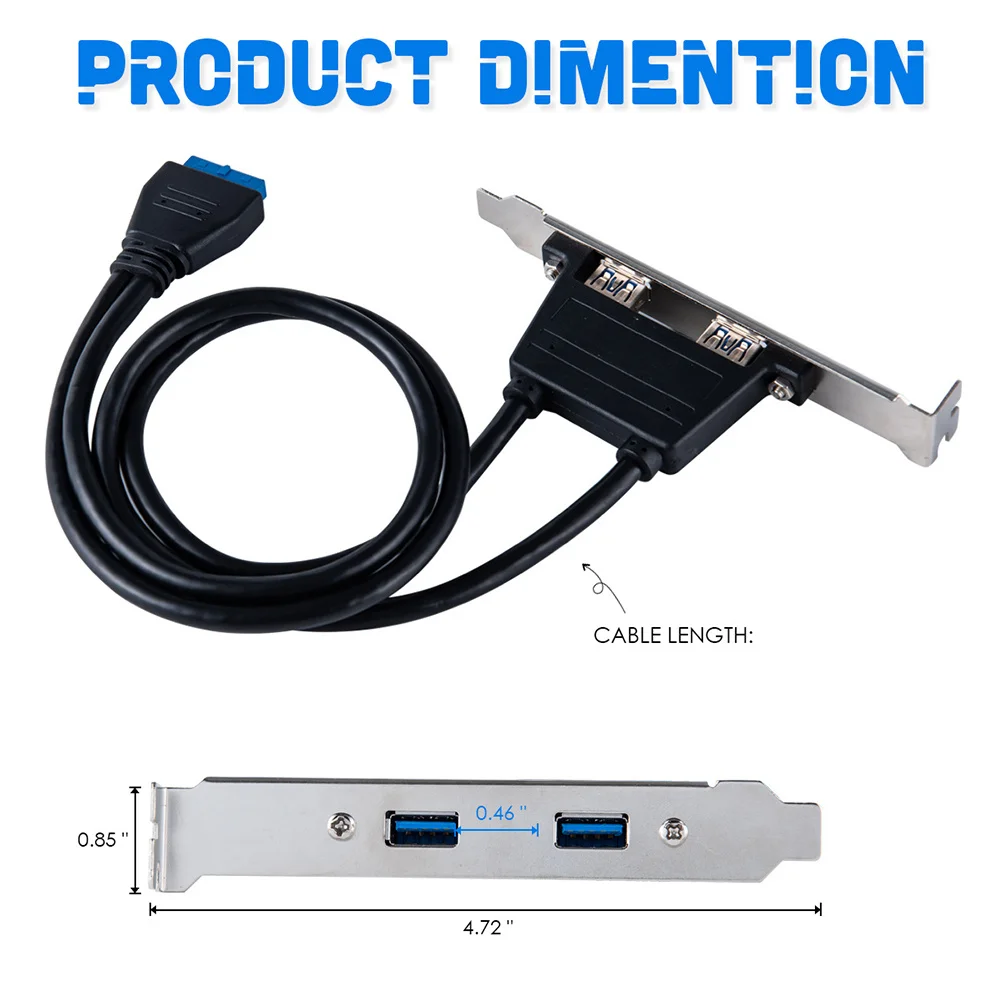 

0Pcs Rear Panel Expansion Bracket Premium 20Pin to Dual USB 3.0 Adapter for Pc Chassis Pci Slot Installation Support High-Speed