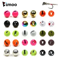 Bimoo 20pcs Fly Tying Slotted Tungsten Beads For Jig Nymphs Fast Sinking Wet Euro Nymphs Ice Fishing Lures Trout Fishing Baits