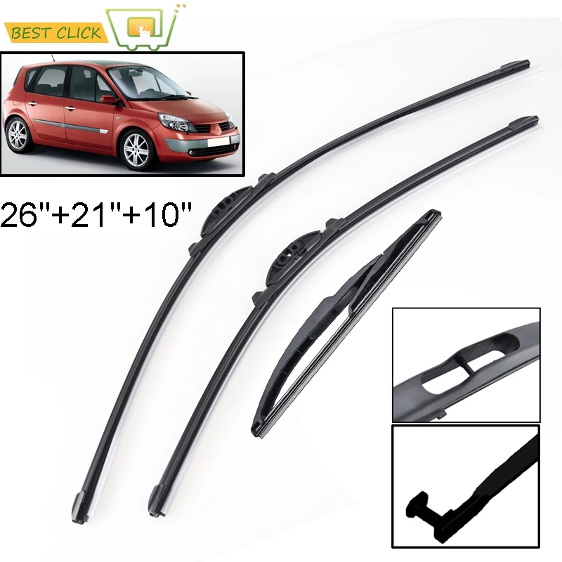 Misima Windshield Windscreen Wiper Blades Set For Renault Grand Scenic 2003 2004 03, 53, 04, 54 J84 MPV 2.0 Front Rear Wiper