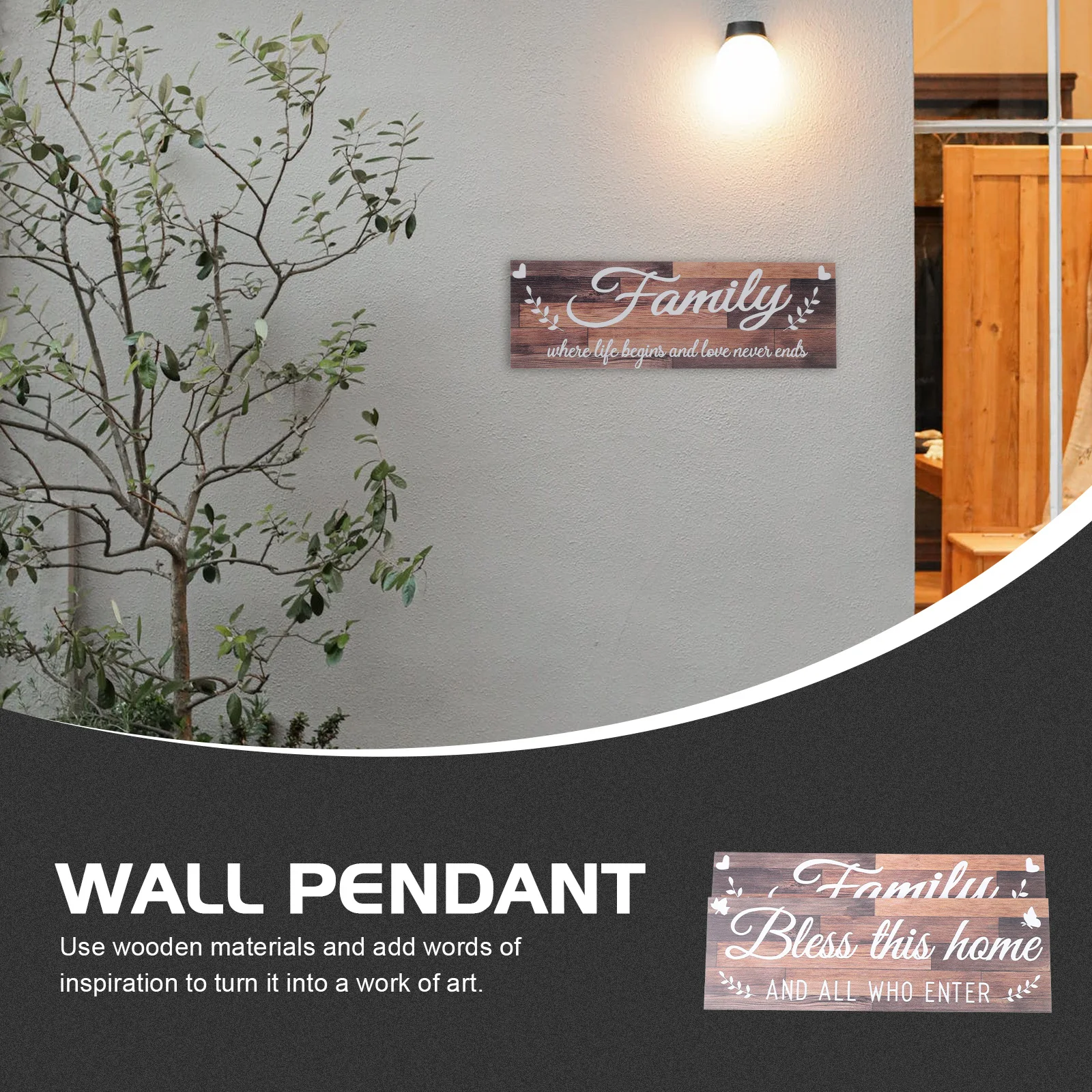 

2Pcs Rustic Wood Wall Pendant Home Decoration Creative Hanging Board Letters Design Wooden Craft Home Pendant Hanging Board