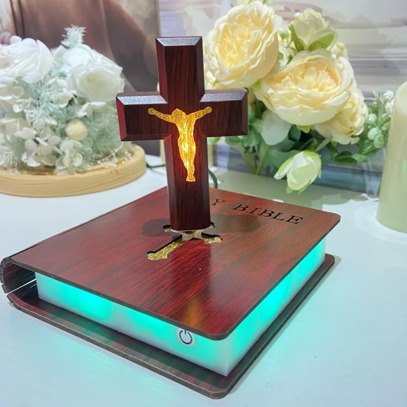 Levitating Cross Lamp Floating Cross jesus night light Christian & Catholic Gift Easter Gift Glowing Cross Ornament view 4
