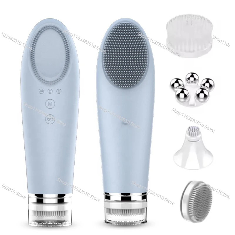 Mais vendido 4 episódios 1 limpador de maquiagem facial multifuncional escova de limpeza elétrica