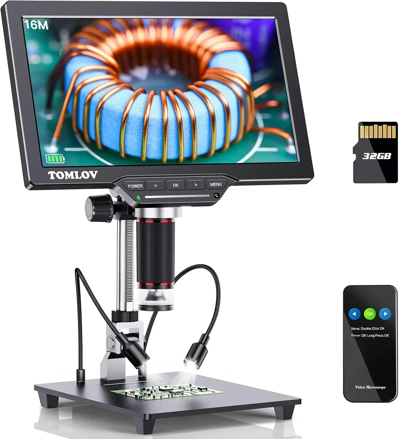 For HDMI Digital Microscope,10.1 Inch LCD Microscope,16MP Coin Microscope Camera with Screen