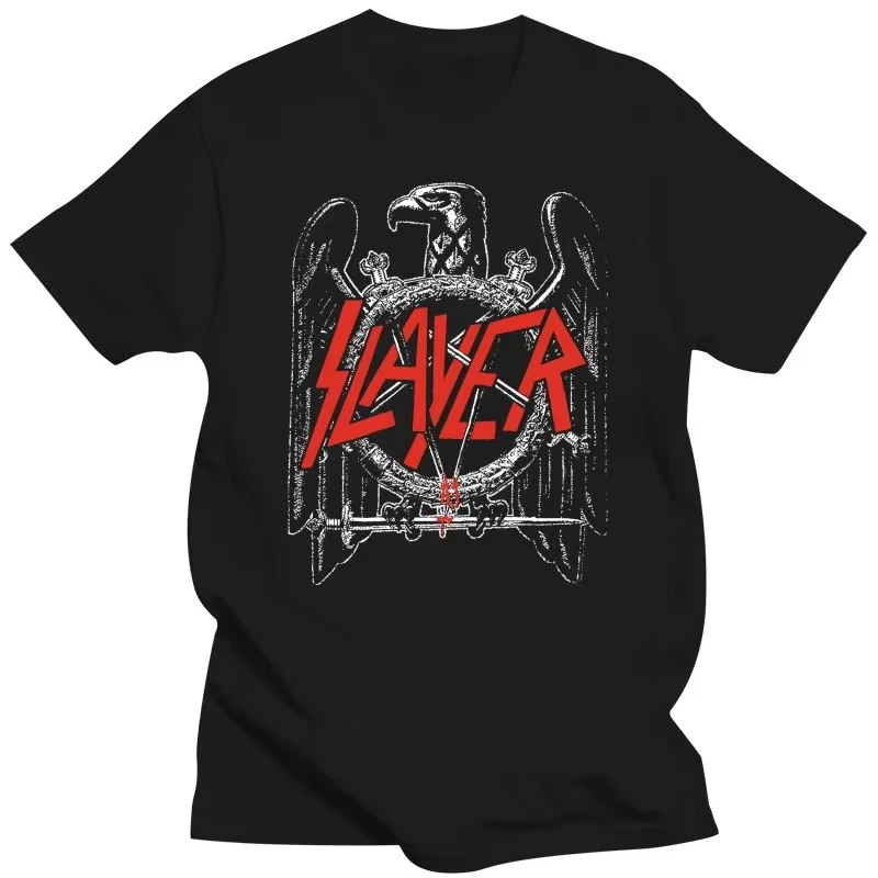 2025 Slayer Men's Women Black Eagle T Shirt Women Medium TEE  Cotton Streetwear Oversized Casual Clothing tops Hip Hop Harajuku