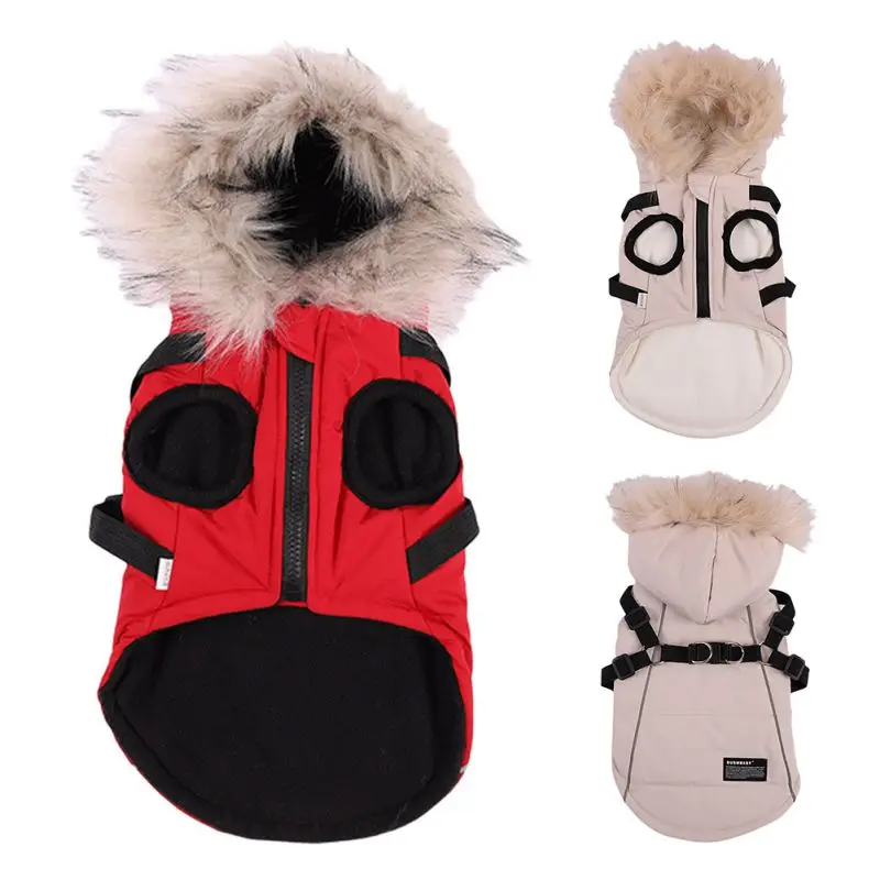 Winter Dog Clothes Pet Dog Jacket With Harness Puppy Pet Dog Coat For Small Medium Dog Thicken Warm Chihuahua Yorkies Hoodie