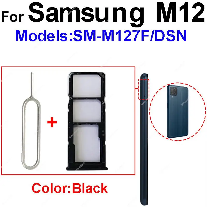 Sim Card reader Tray For Samsung M11 M12 M127 SM-M127F SM-M127G SIM Card Slot Micro Memory Card Reader Adapter Connector parts view 3