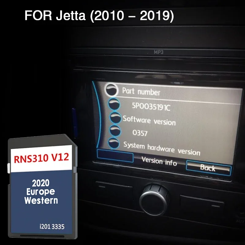 

RNS 310 V12 West Europe Compatibilty with for VW Jetta from 2010 to 2019 Navigation SD Map Card Cover Czech Republic Denmark