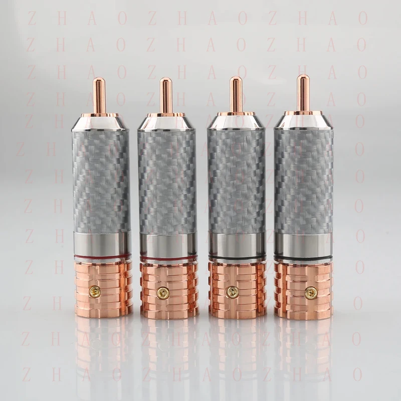 L+ 4PCS for Viborg VR108 Pure Copper Carbon Fiber RCA Unsolder version Pure Copper RCA