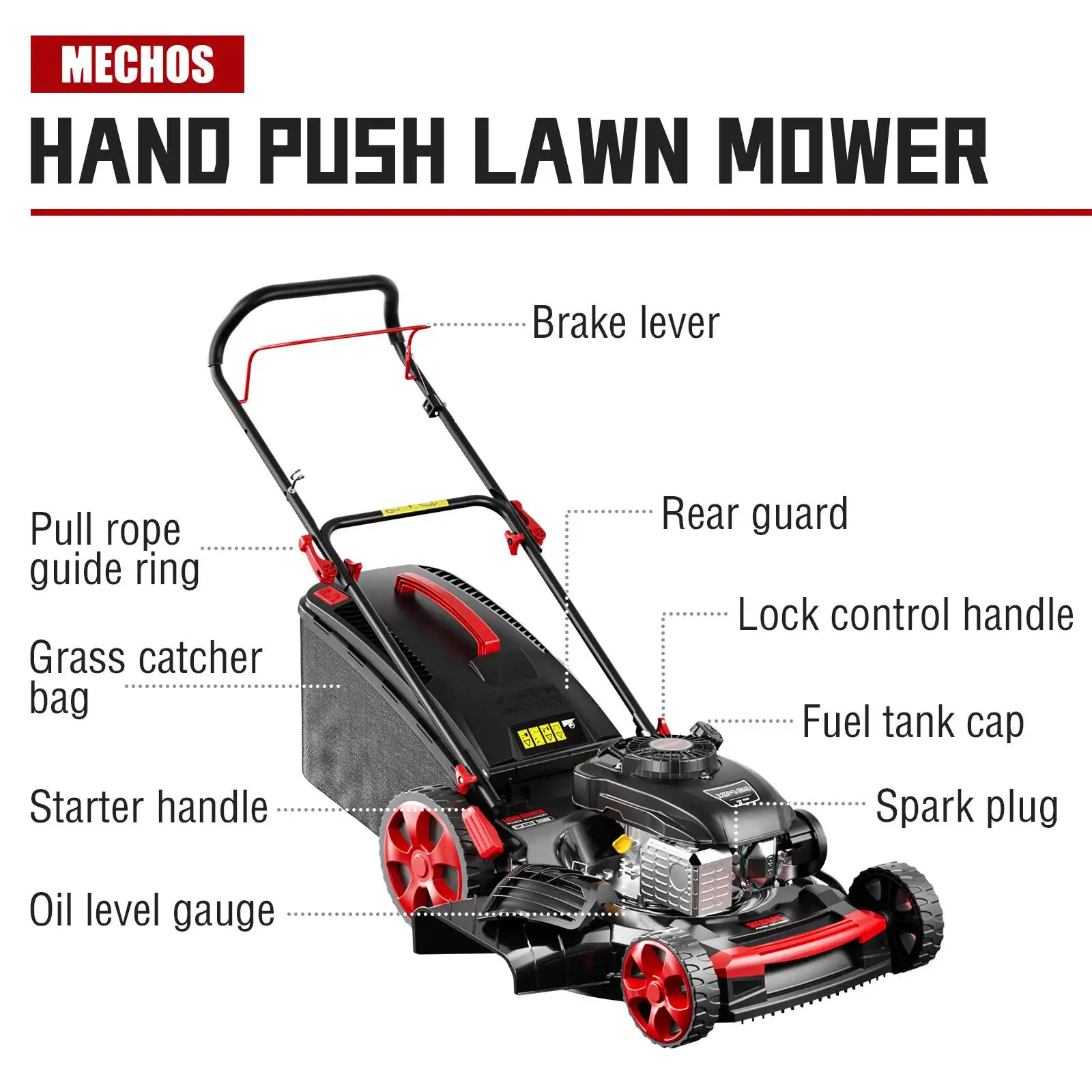 201cc 4-Stroke Gas Hand Push Lawn Mower, Gas Self-Propelled Lawn mower, 21-Inch Steel Deck, 3-in-1 Bagging, Side Discharge & Mulching, 7-Position Height Adjustment, Easy Start & Low Maintenance for Small Yards(Hand Push/Self-Propelled)