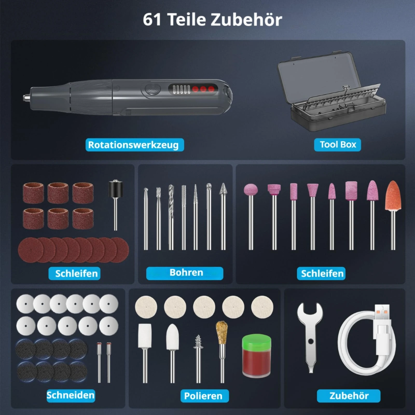 

CreationSpace Mini Electric Grinder 8V 5 Speed Rotary Tool 6000-23000RPM Digital Display for Mini Battery Grinder Crafts and DIY
