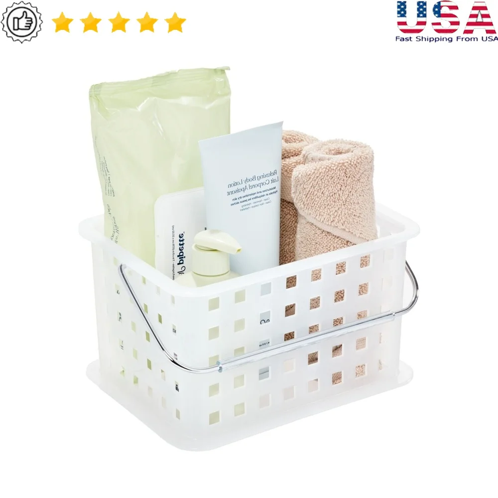 

BPA-Free Recycled Plastic Stackable Storage Basket Eco-Friendly Organizer Bathroom Office Kitchen Toys Craft Supplies