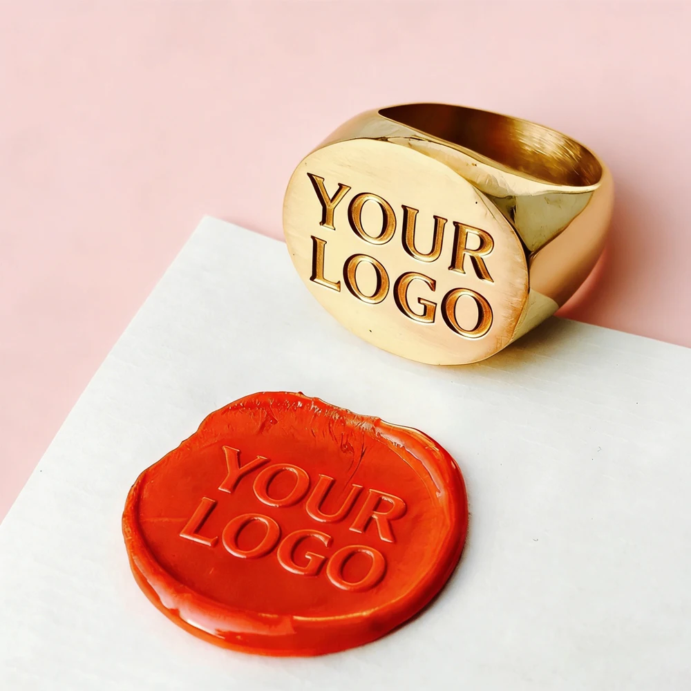 Anel de Sinete com Logotipo Personalizado, Selo de Cera Vintage Romântico, Presente de Dia dos Namorados, Selo de Cera Personalizado para Convites de Casamento DIY