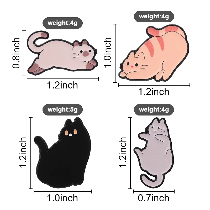Lying Back Grey Cat Epoxy Enamel Pin Soft Minimalist Cartoon Style Round Lines for Jacket Canvas Bag Hat Cat Lover Gift