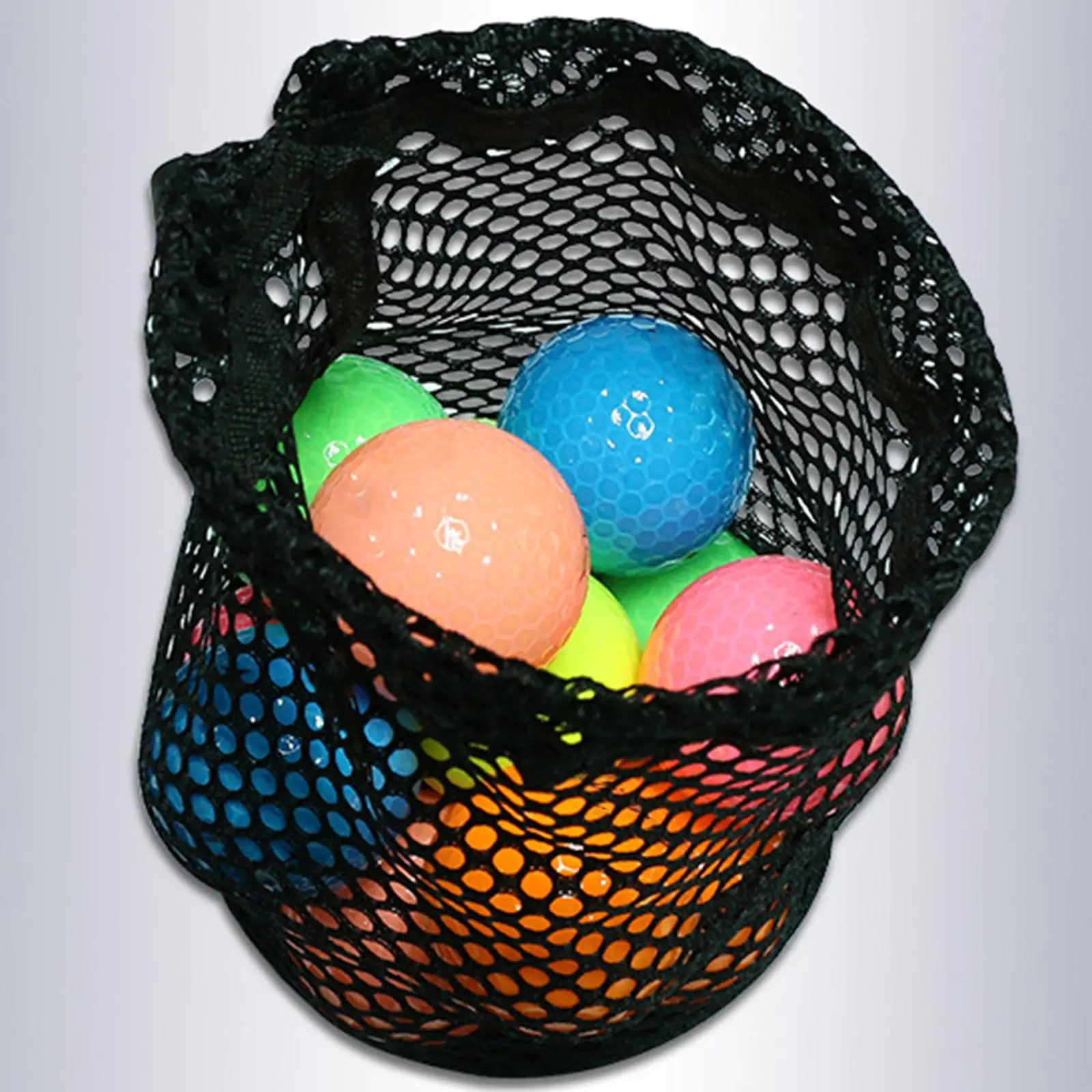 Drawstring Golf Ball Pouch Nylon Mesh Organizer Bag for Golf Balls Tennis Balls Fitness Clubs Outdoor Travel Gear