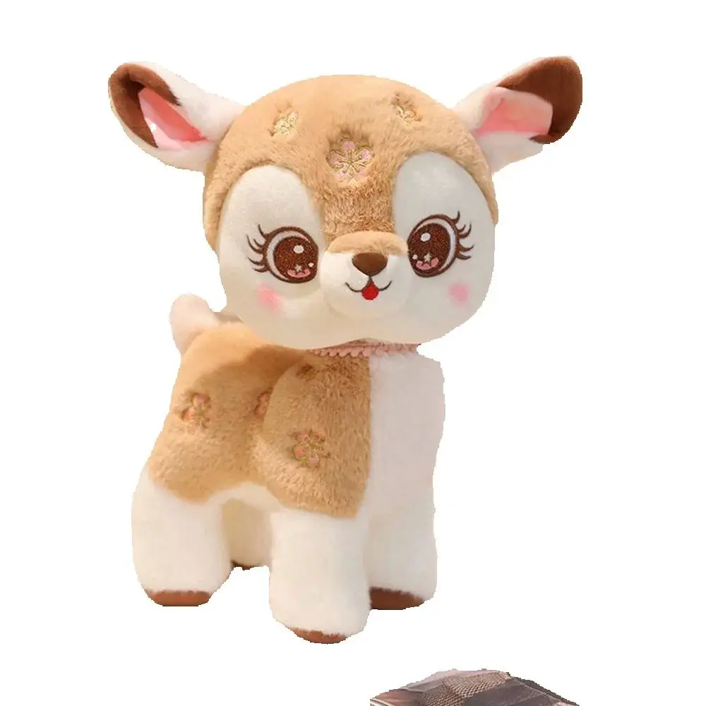 

Red Deer Plush Toy - Cute Little Deer Plush Doll with Big Eyes, Featuring Cherry Blossom Design. Ideal for Home Decoration Gift