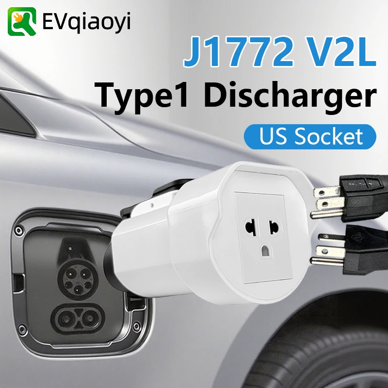 

EVqiaoyi J1772 V2L Discharger to16A US Socket type1 Electric Vehicle Vehicle-to-Load for Hundai Kona EV IONIQ 5/6/9 Kia Ford